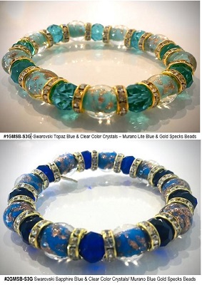 Murano Bead & Swarovski Cut Crystal Bracelets